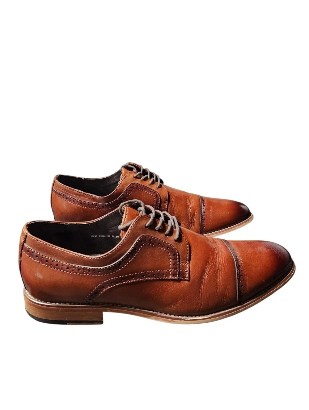 NEW Stacy Adams Leather Dickinson Cap Toe Oxford Cognac Dress Shoes Size 10.5M